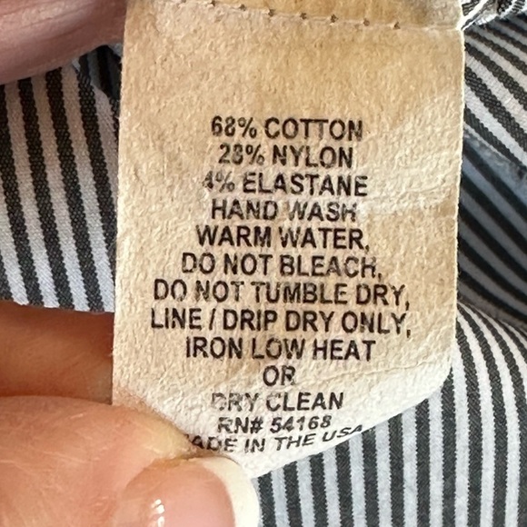 Elliot Lauren | Pinstripe Collarless Button Down Shirt with Lantern Sleeve - Picture 5 of 8